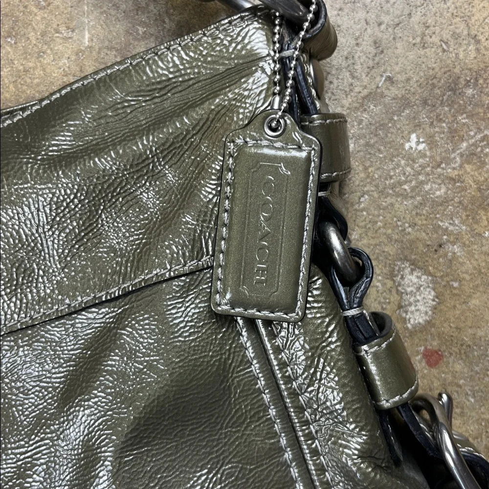 Vintage Coach Zoe Metallic Green Shoulder Bag